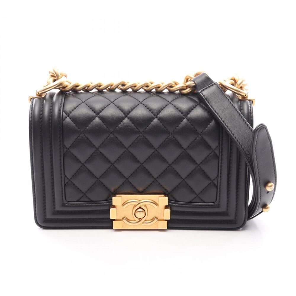 Chanel Boy Small Shoulder Bag/Handbag, Lambskin Leather, Women's, Black (A67085)